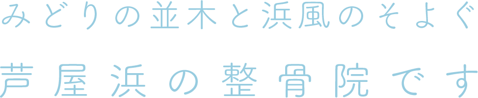 みどりの並木と浜風のそよぐ、芦屋浜にある鍼灸整骨院です